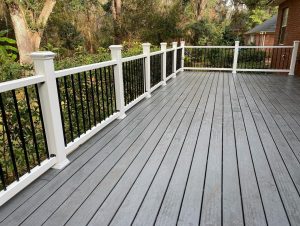 trex clamshell deck boards and trex handrail